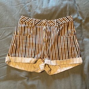Striped denim shorts-brown and crème-altar’d state- XS